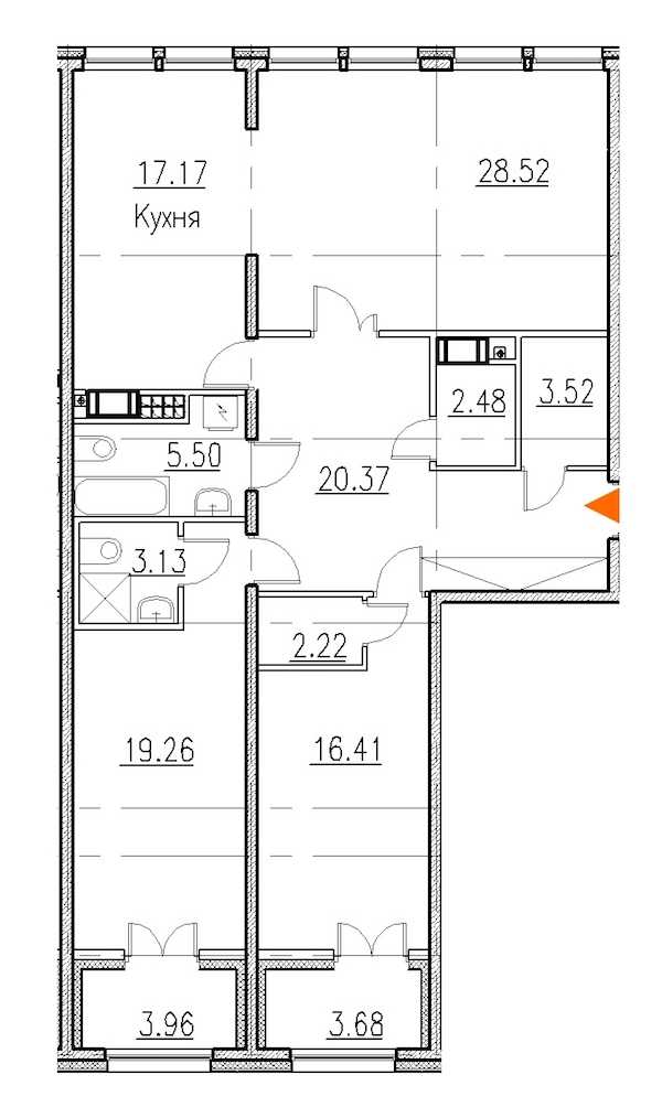 Трехкомнатная квартира в SetlCity: площадь 120.6 м2 , этаж: 8 – купить в Санкт-Петербурге